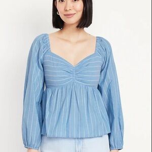 Old Navy Blue Striped Peplum Blouse